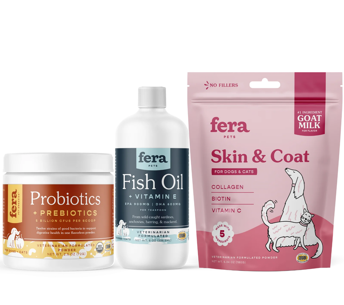 Fera Pet Organics Dog and Cat Supplement, No Bad Hair Days Bundle