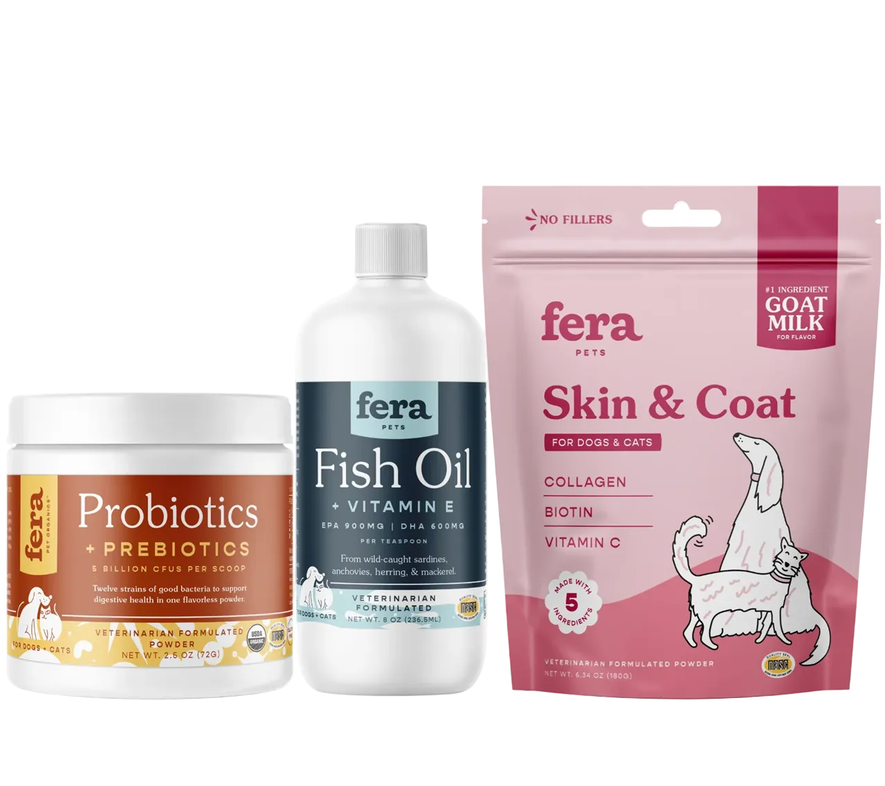 Fera Pet Organics Dog and Cat Supplement, No Bad Hair Days Bundle