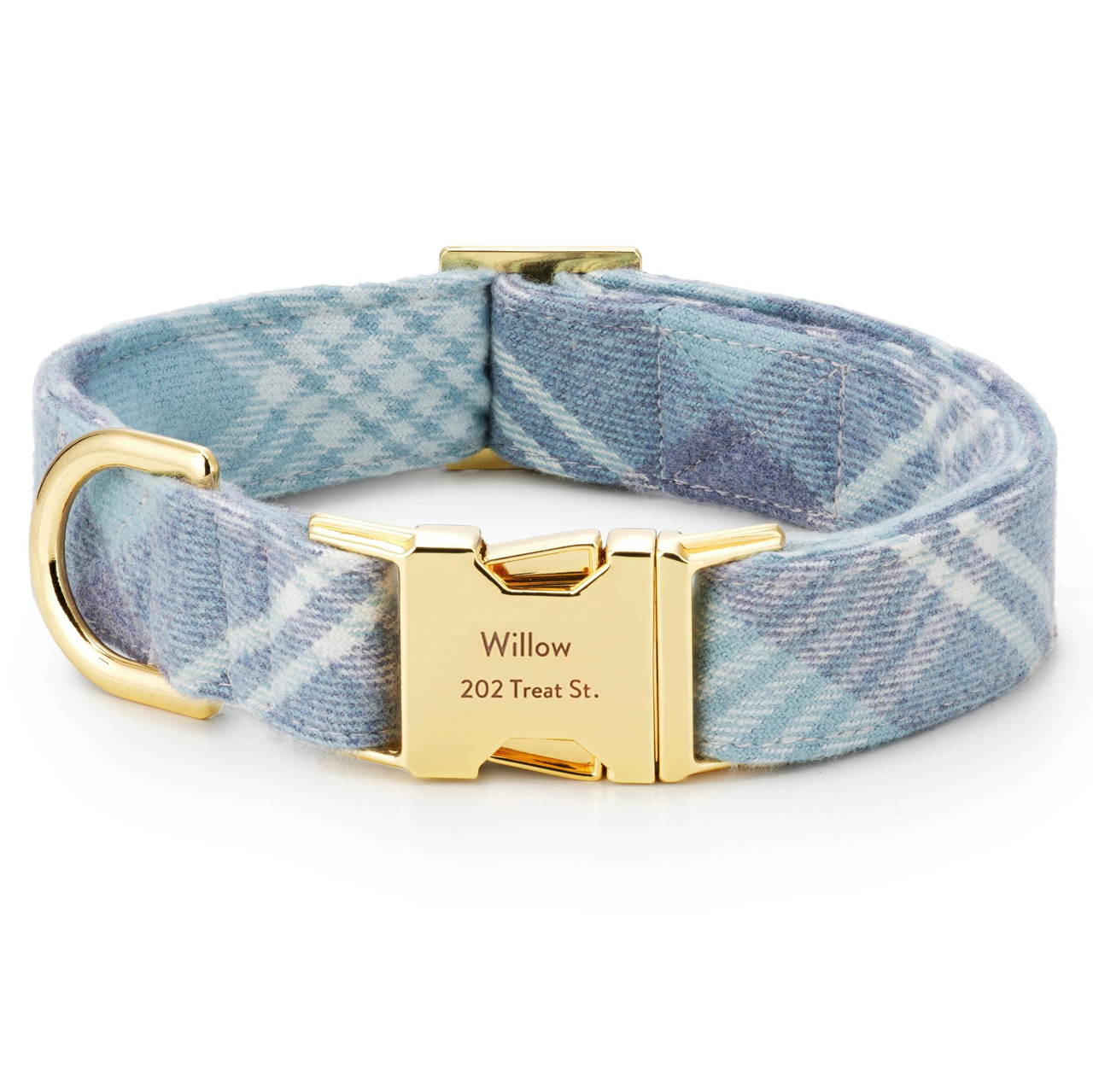 Dog Collar: Blue Frost Plaid Flannel