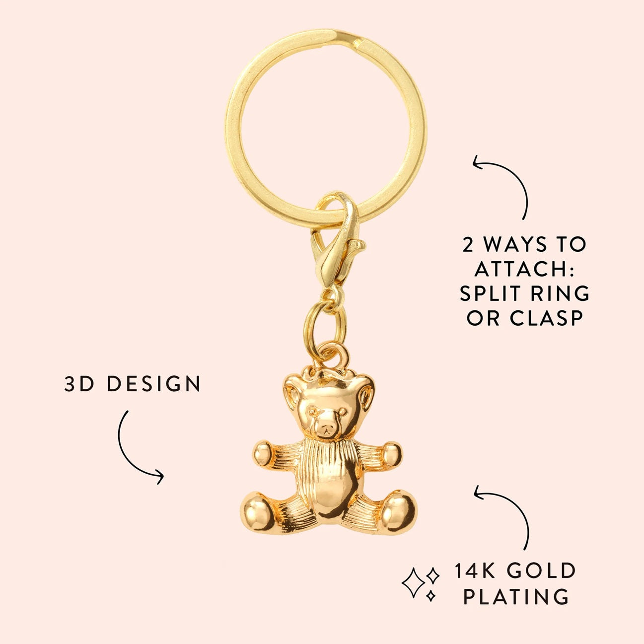 Dog Collar Charm: Gold Bear