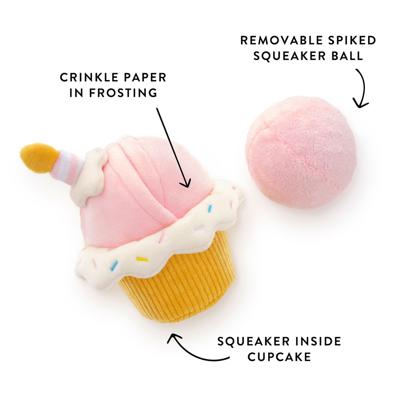 Squeaky Plush Interactive Snuffle Dog toys, Cupcake