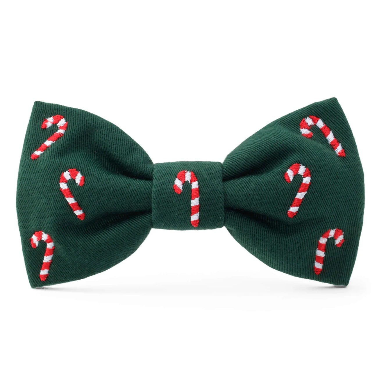 Dog and Cat Embroidered Bowtie: Evergreen Candy Canes