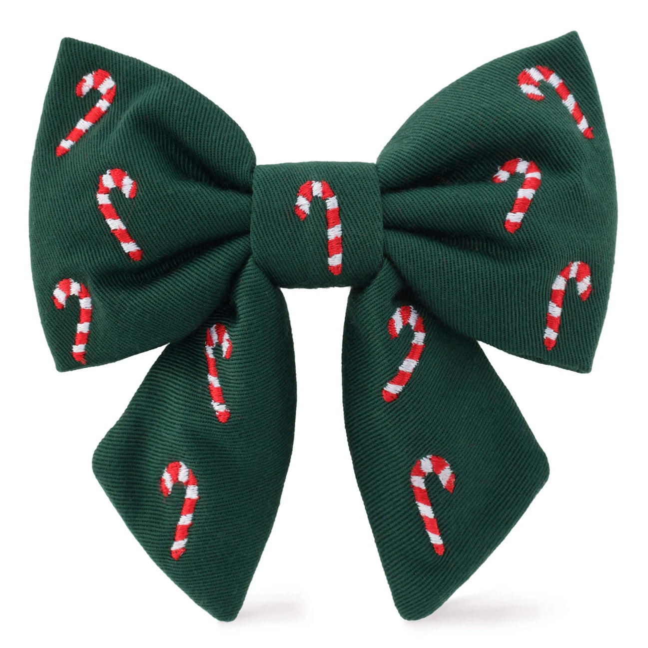 Dog and Cat Embroidered Lady Bowtie: Evergreen Candy Canes