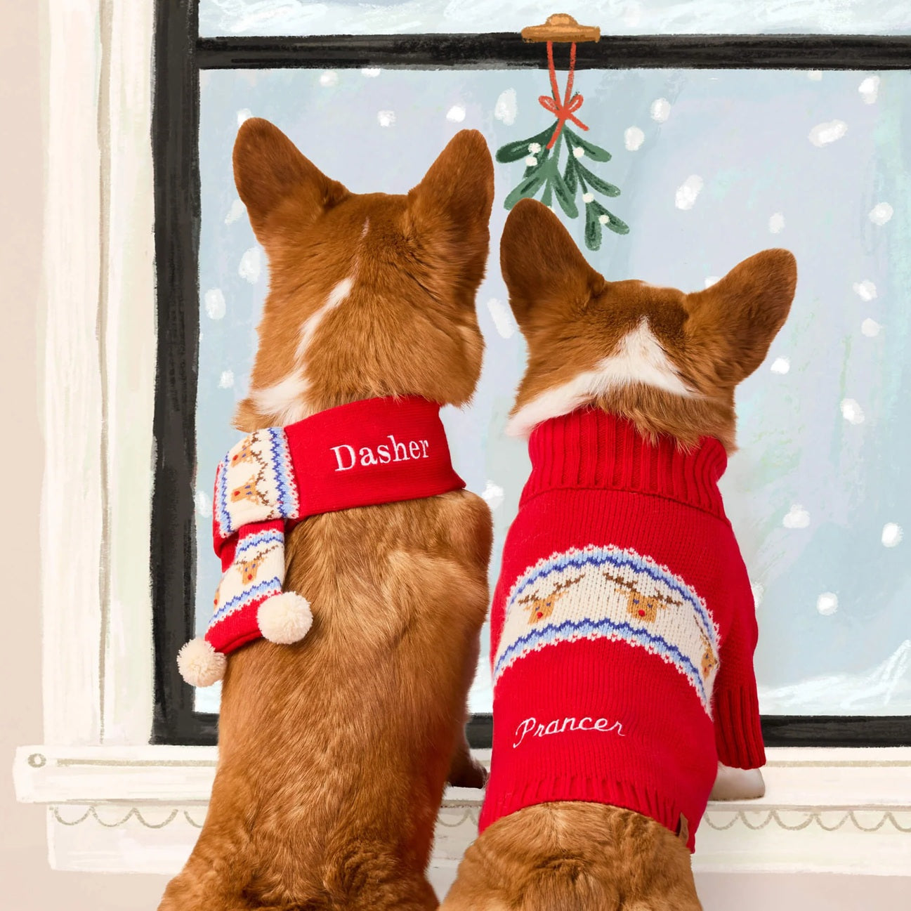 Dog and Cat Knit Scarf: Reindeer Fair Isle