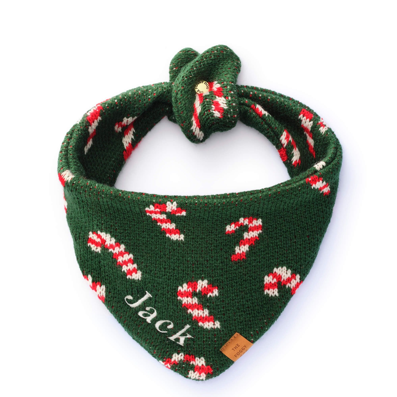 Dog and Cat Knit Bandana: Candy Canes