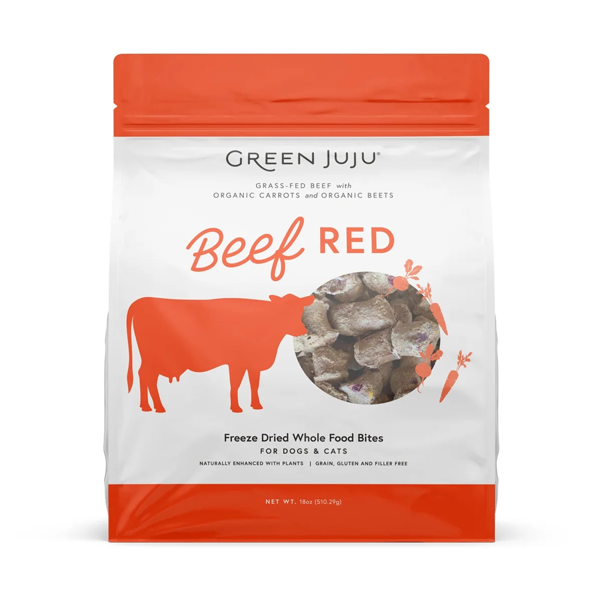 Green Juju Freeze Dried Beef red bites fiber rich beets and beef organ topper for dog and cat digestive health