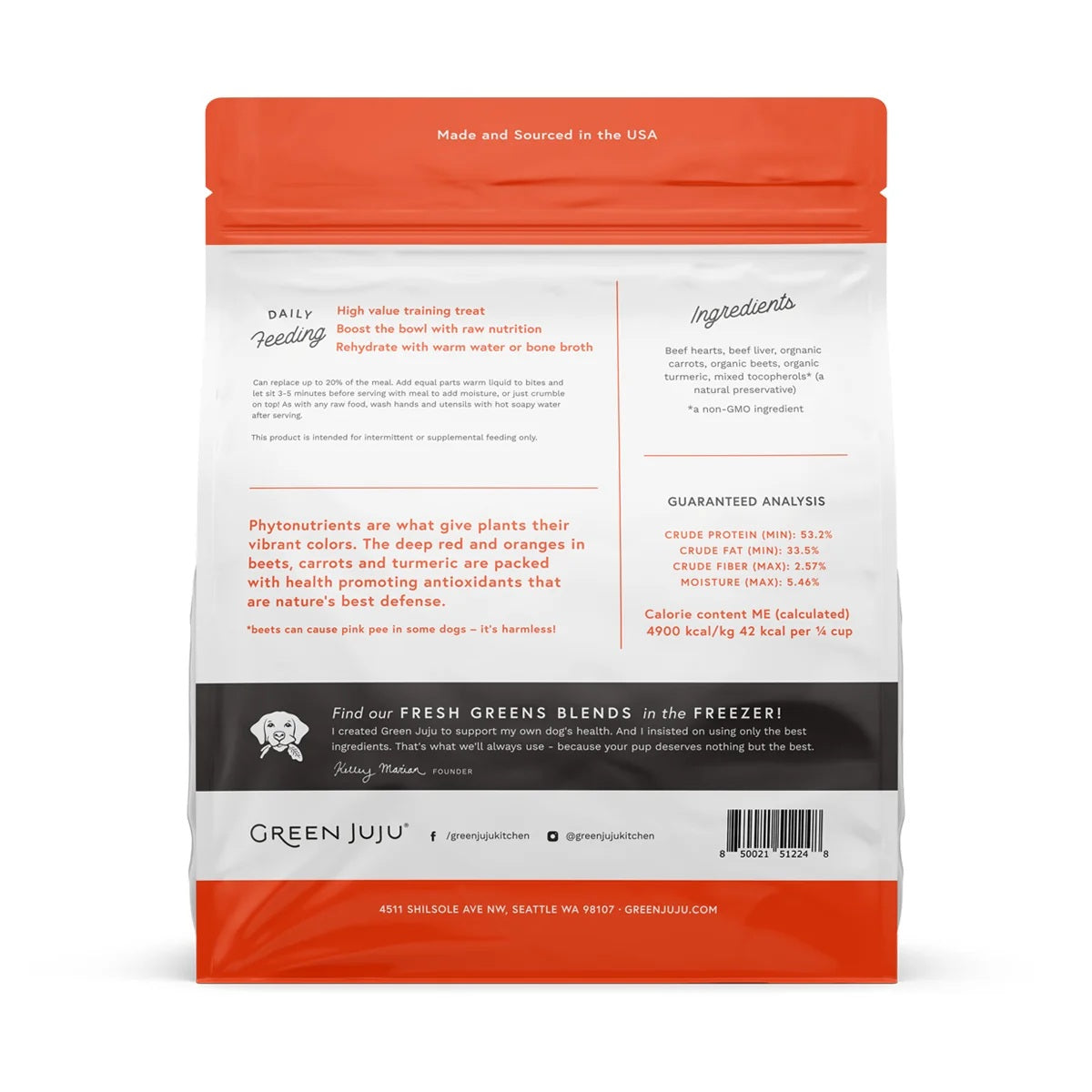 Green Juju Freeze Dried Beef red bites fiber rich beets and beef organ topper for dog and cat digestive health