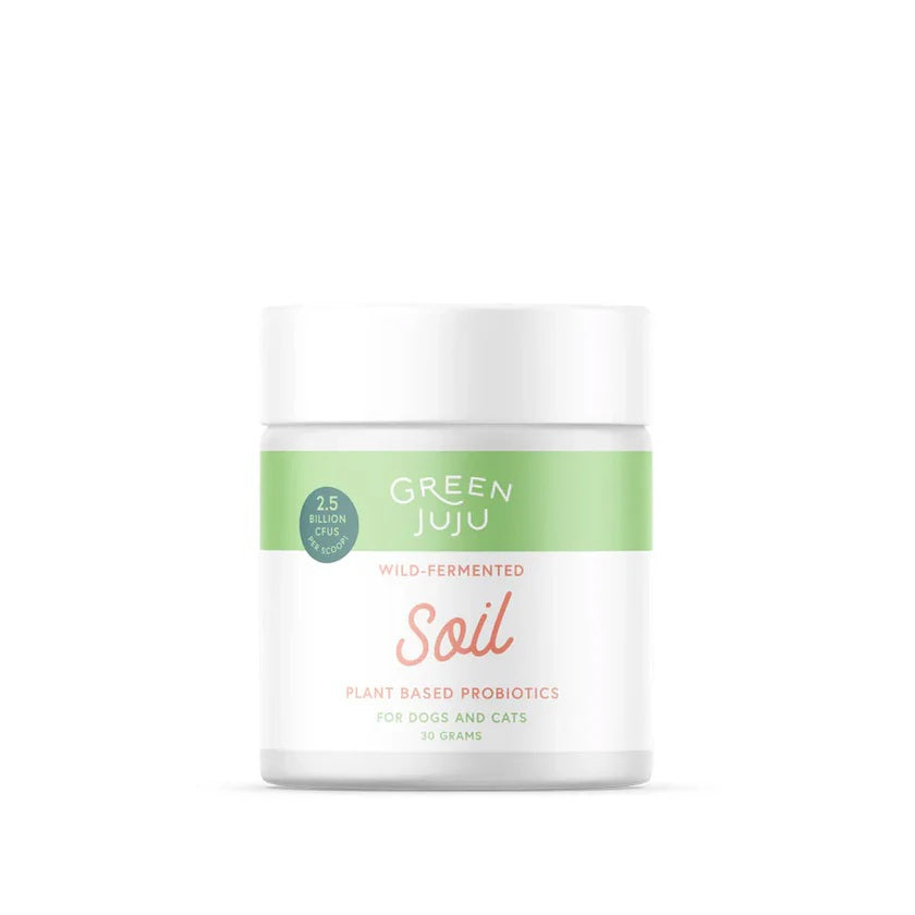 Green Juju Soil organic dark leafy greens soil based probiotic powder for pet gut balance