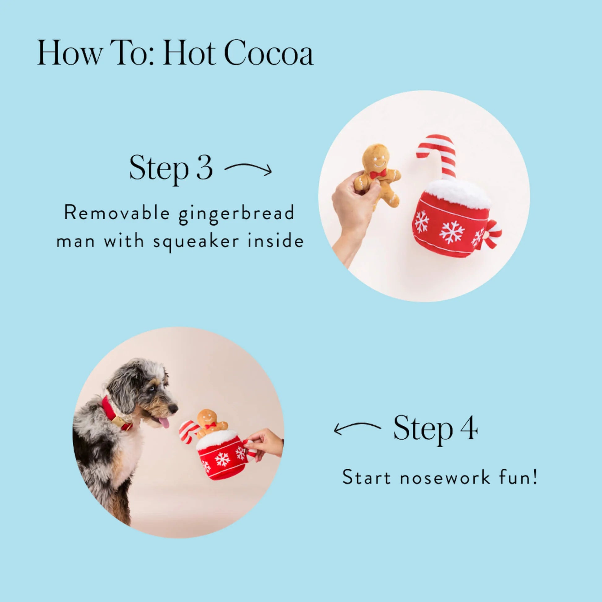 Holiday Squeaky Plush Interactive Snuffle Dog toys, Hot Cocoa