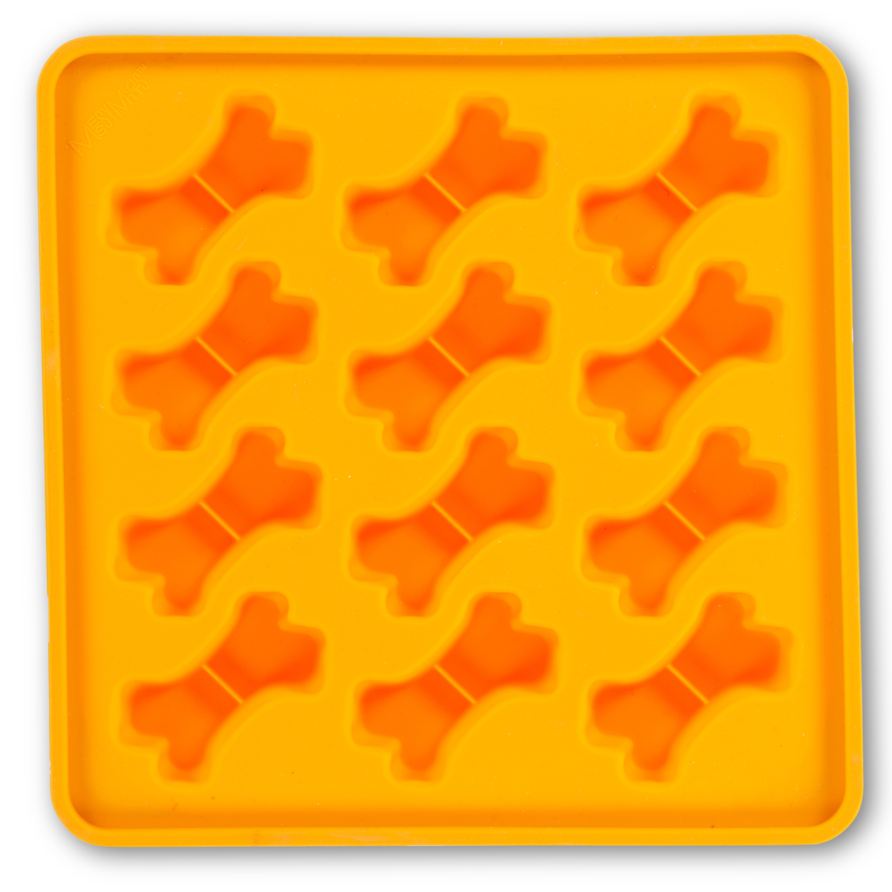 Messy Mutts Silicone Bake & Freeze Dog Treat Making Mold Bone Shape - Orange
