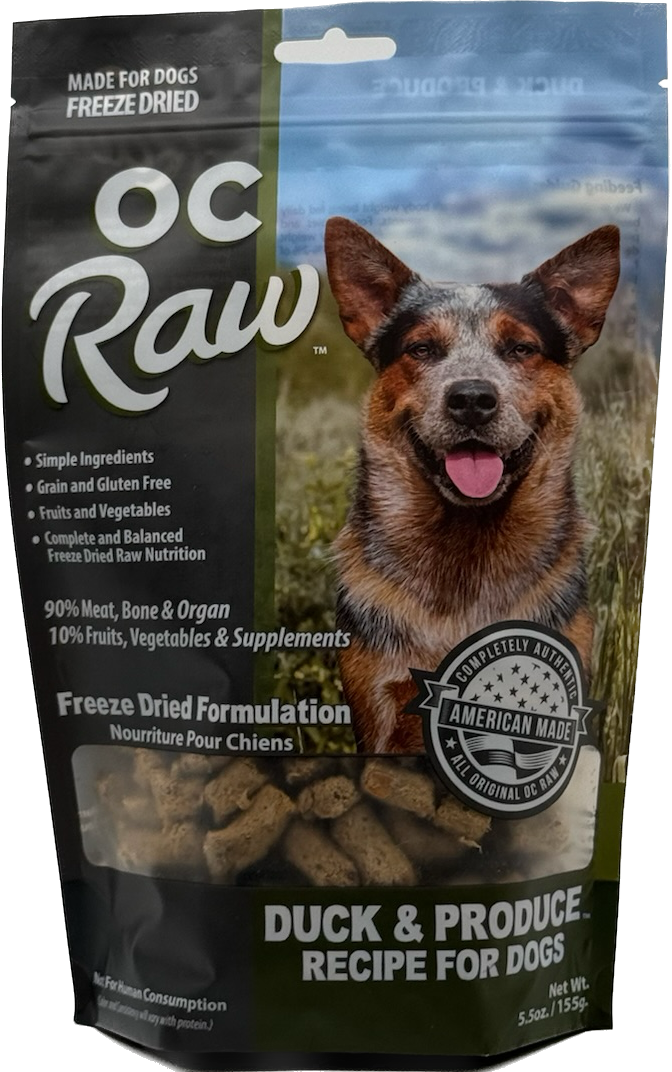 OC Raw Dog Food Freeze Dried Raw Duck & Produce Meaty Rox 5.5oz