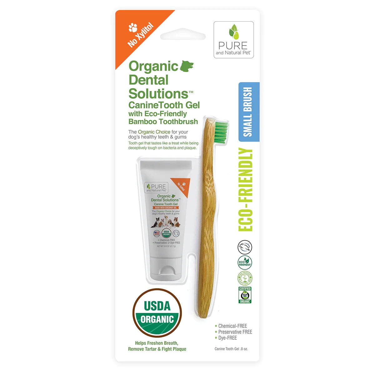 Pure and Natural Dog Organic Dental Solutions: Canine Tooth Gel with Eco-Friendly Bamboo Toothbrush