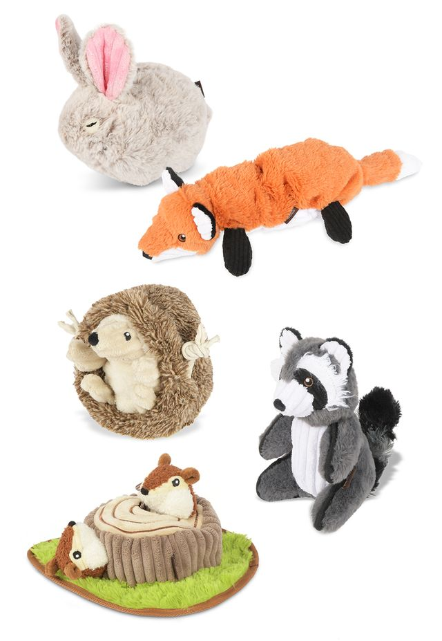 P.L.A.Y. Forest Friends Squeaky Plush Dog toys, Bundle