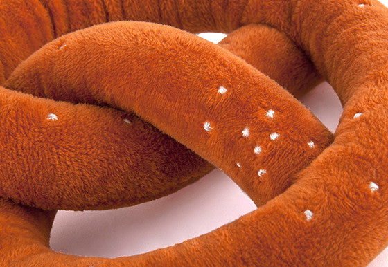 P.L.A.Y. The International Classic Squeaky Plush Dog Toy, Pretzel