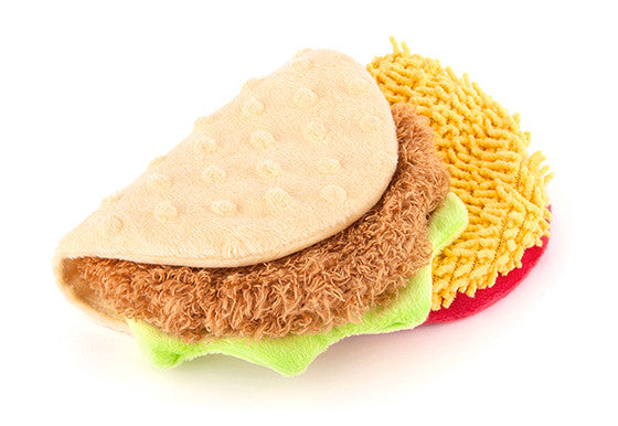 P.L.A.Y. The International Classic Squeaky Plush Dog Toy, Taco