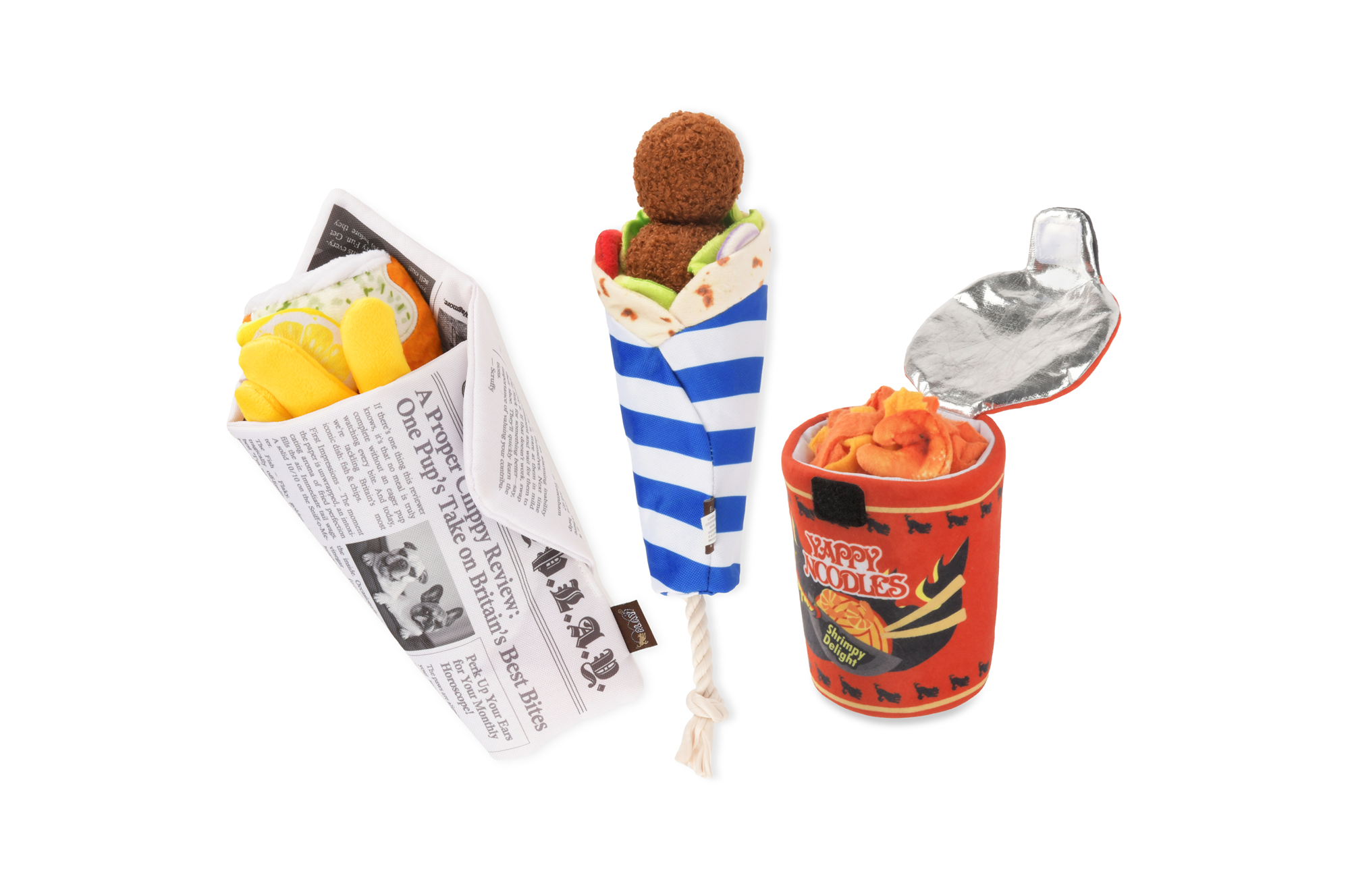 [Pre-Order] P.L.A.Y. The International Classic Squeaky Plush Dog Toy, Cup Noodle