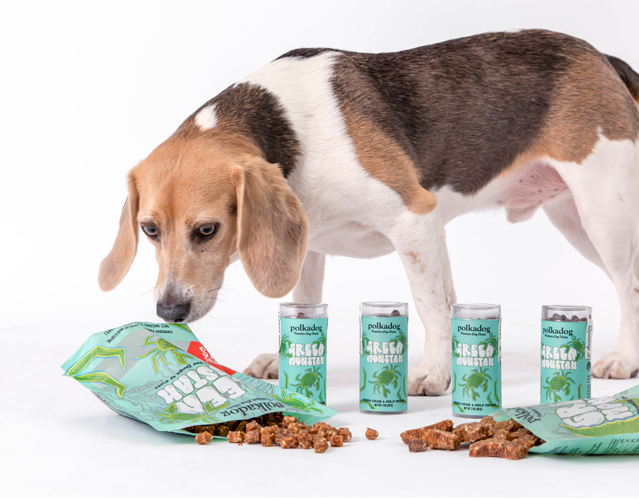 Polkadog Dog and Cat Treats, Green Monstah Mini Tube 2oz