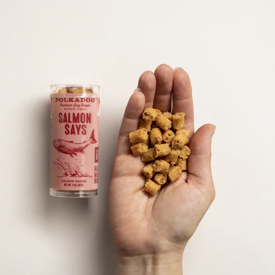 Polkadog Dog and Cat Treats, Salmon Says Mini Tube 2oz