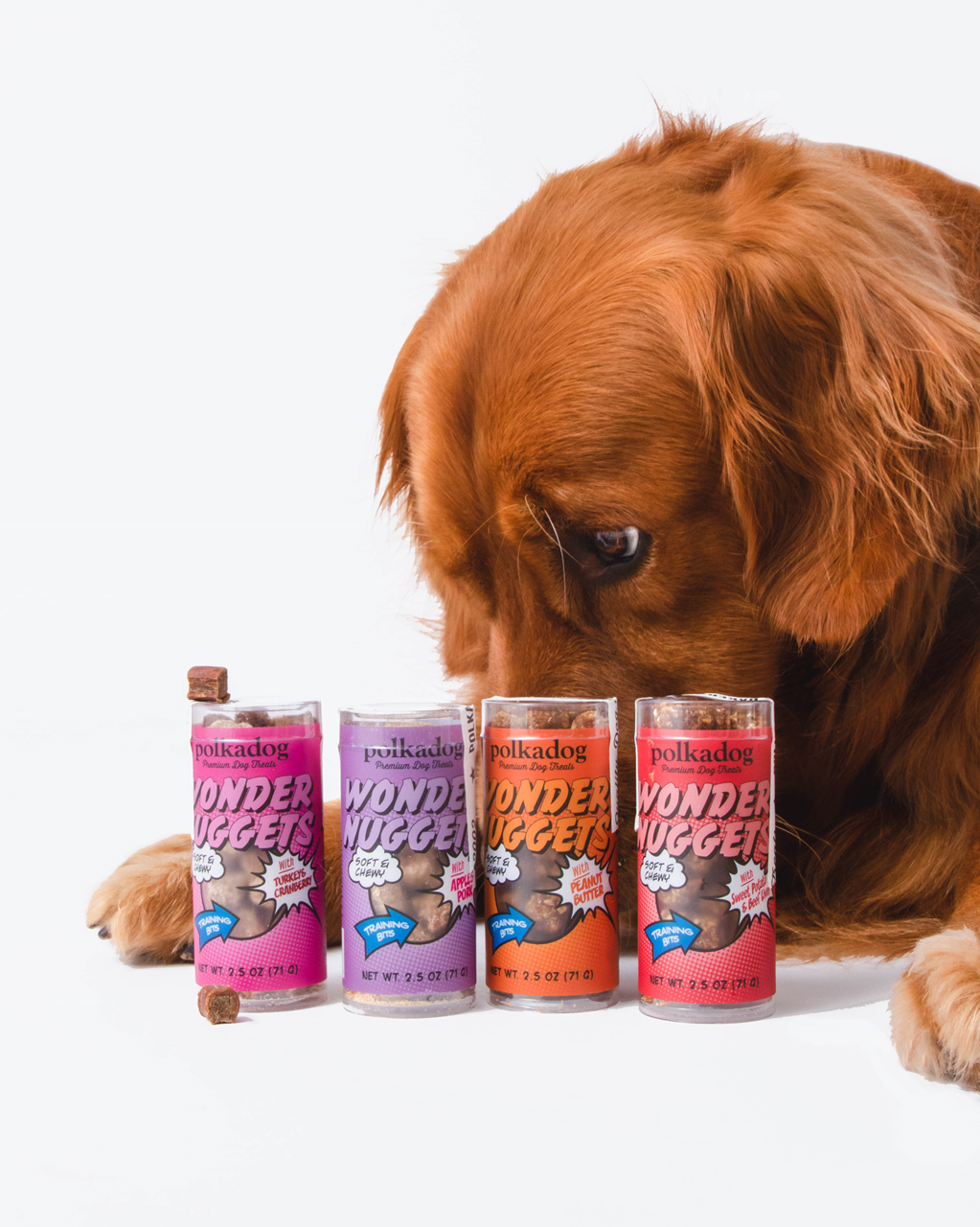 Polkadog Dog and Cat Treats, Wonder Nuggets Apple & Pork Mini Tube 2.5oz