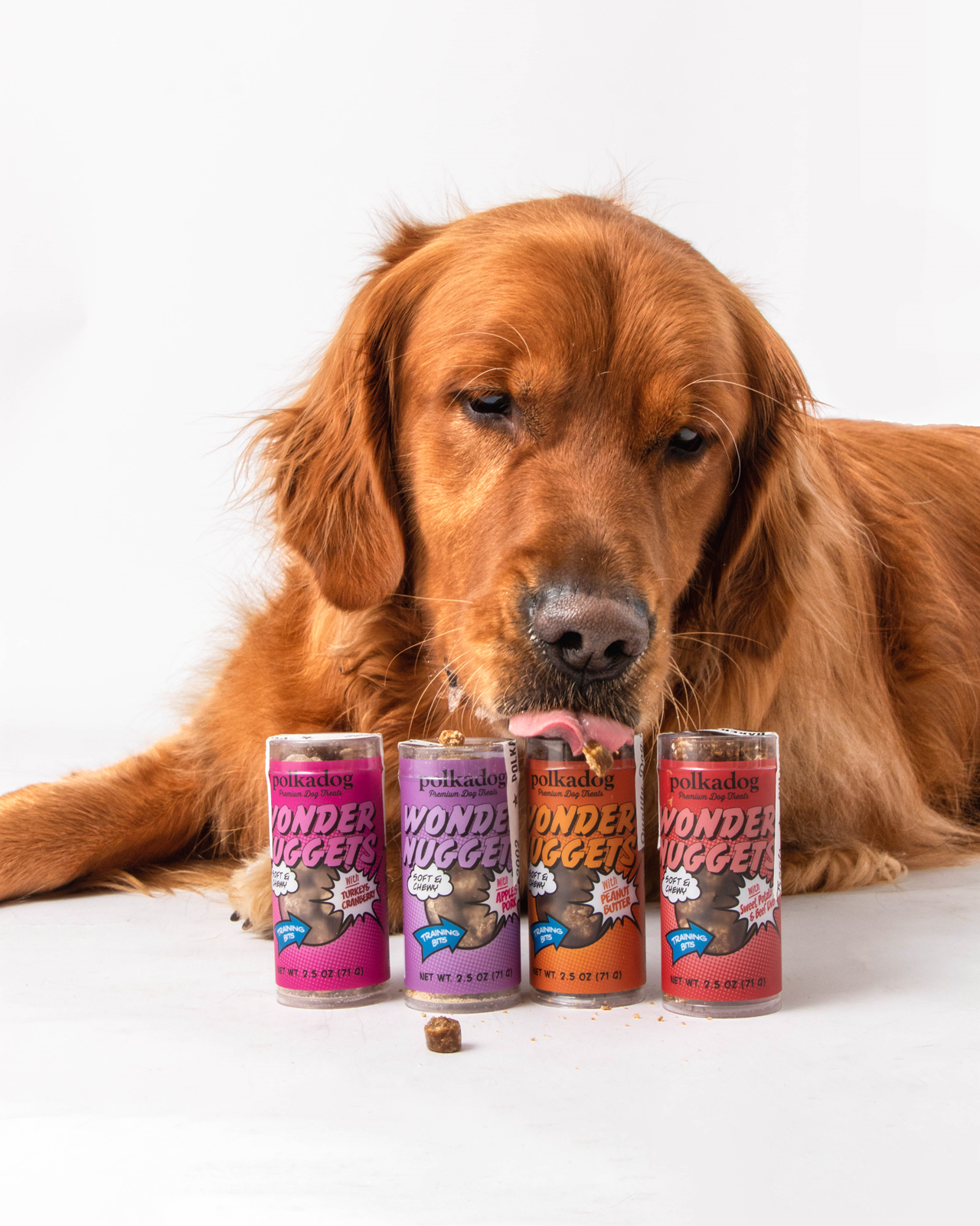 Polkadog Dog and Cat Treats, Wonder Nuggets Apple & Pork Mini Tube 2.5oz