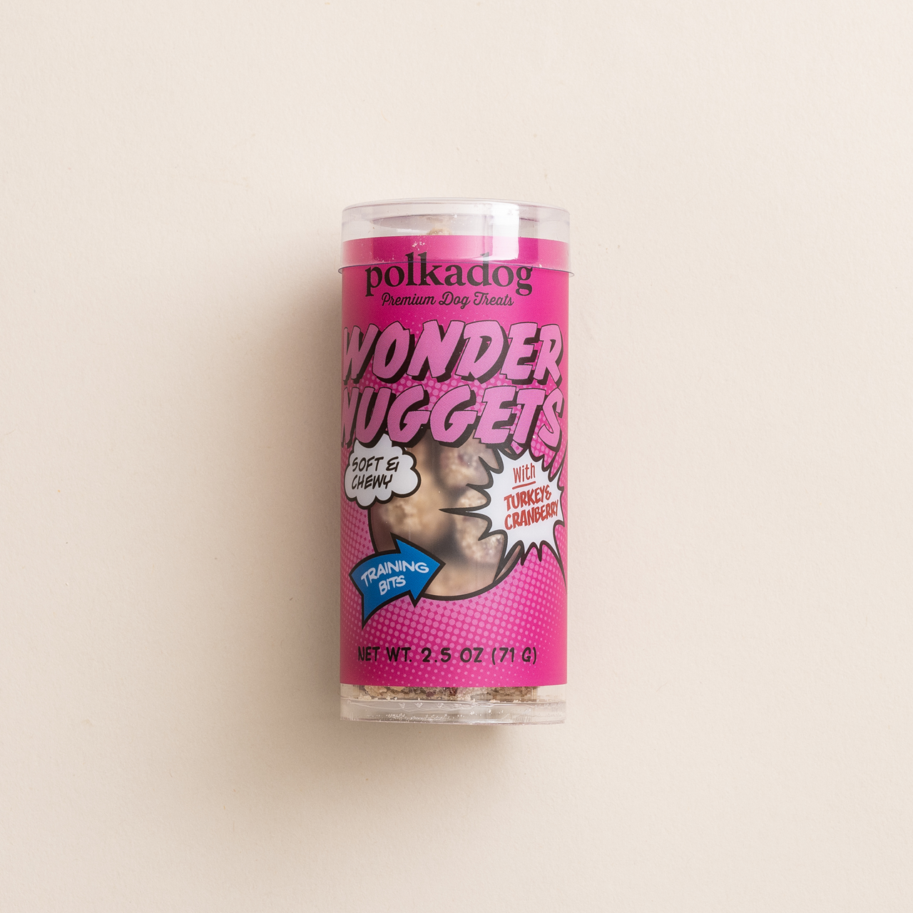 Polkadog Dog and Cat Treats, Wonder Nuggets Turkey & Cranberry Mini Tube 2.5oz