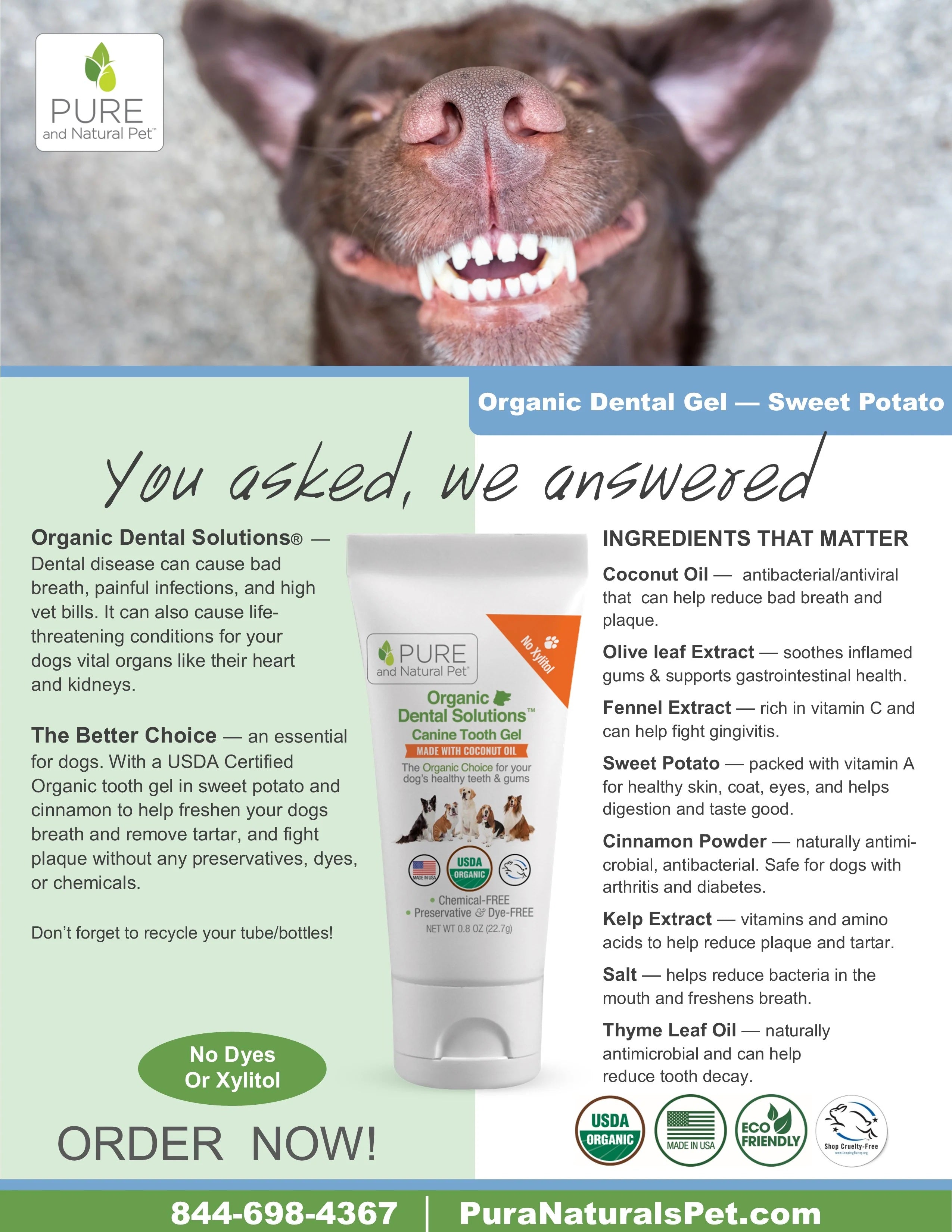 Pure and Natural Dog Organic Dental Solutions: Canine Tooth Gel