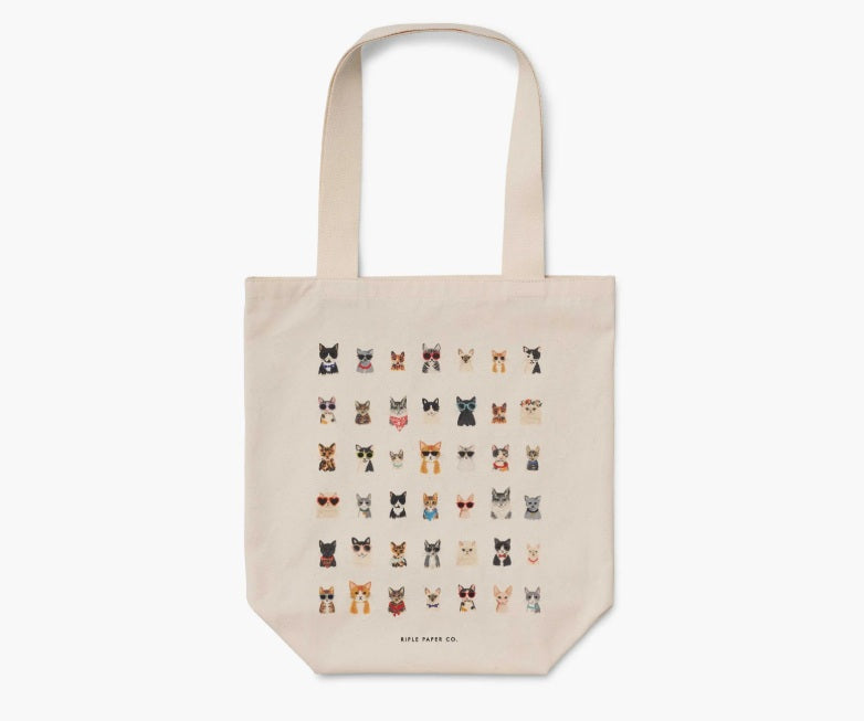 Rifle Paper Co Cool Cats Canvas Tote Bag | Everyday Cotton Tote