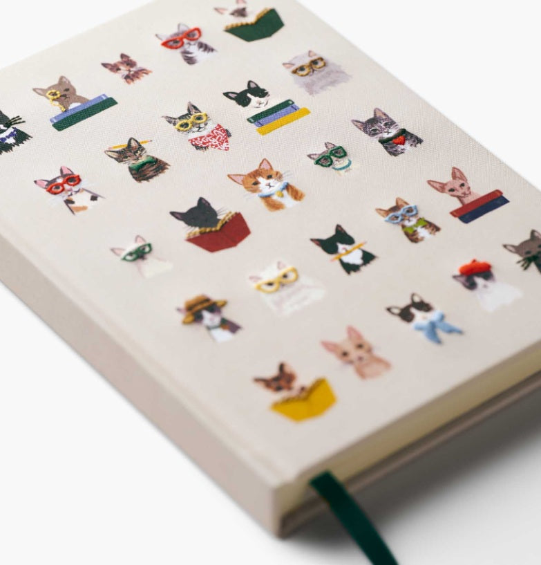 Rifle Paper Co Studious Cats Embroidered Journal | Lined Pages