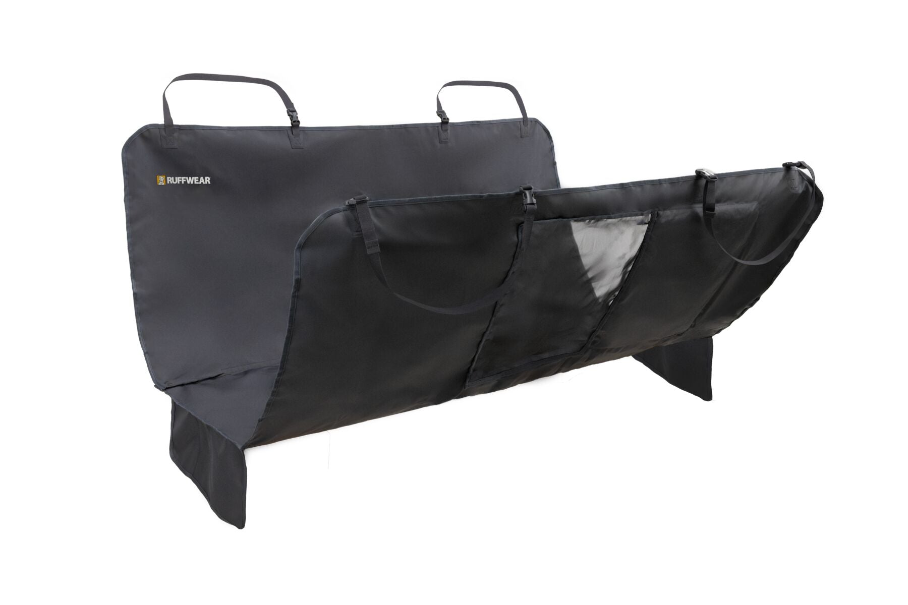 Ruffwear Dirtbag dog car seat cover keeping the backseat safe from wet fur and messy paws