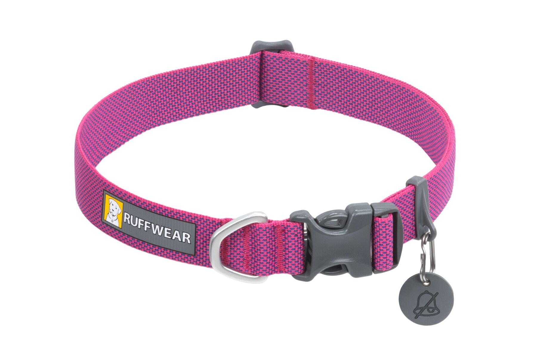 The ultralight Ruffwear Hi & Light minimalist dog collar showing its strong side-release buckle and aluminum D-ring
