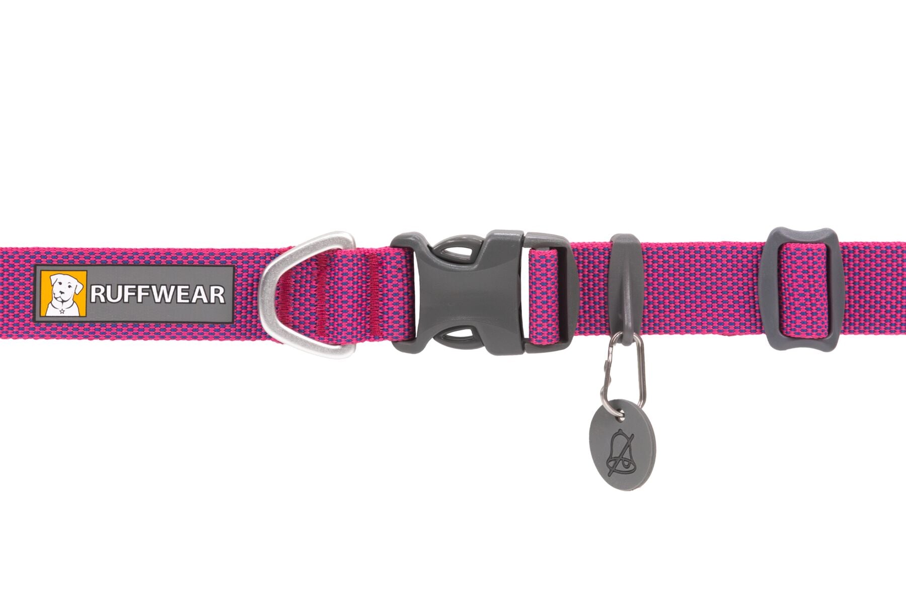 The ultralight Ruffwear Hi & Light minimalist dog collar showing its strong side-release buckle and aluminum D-ring
