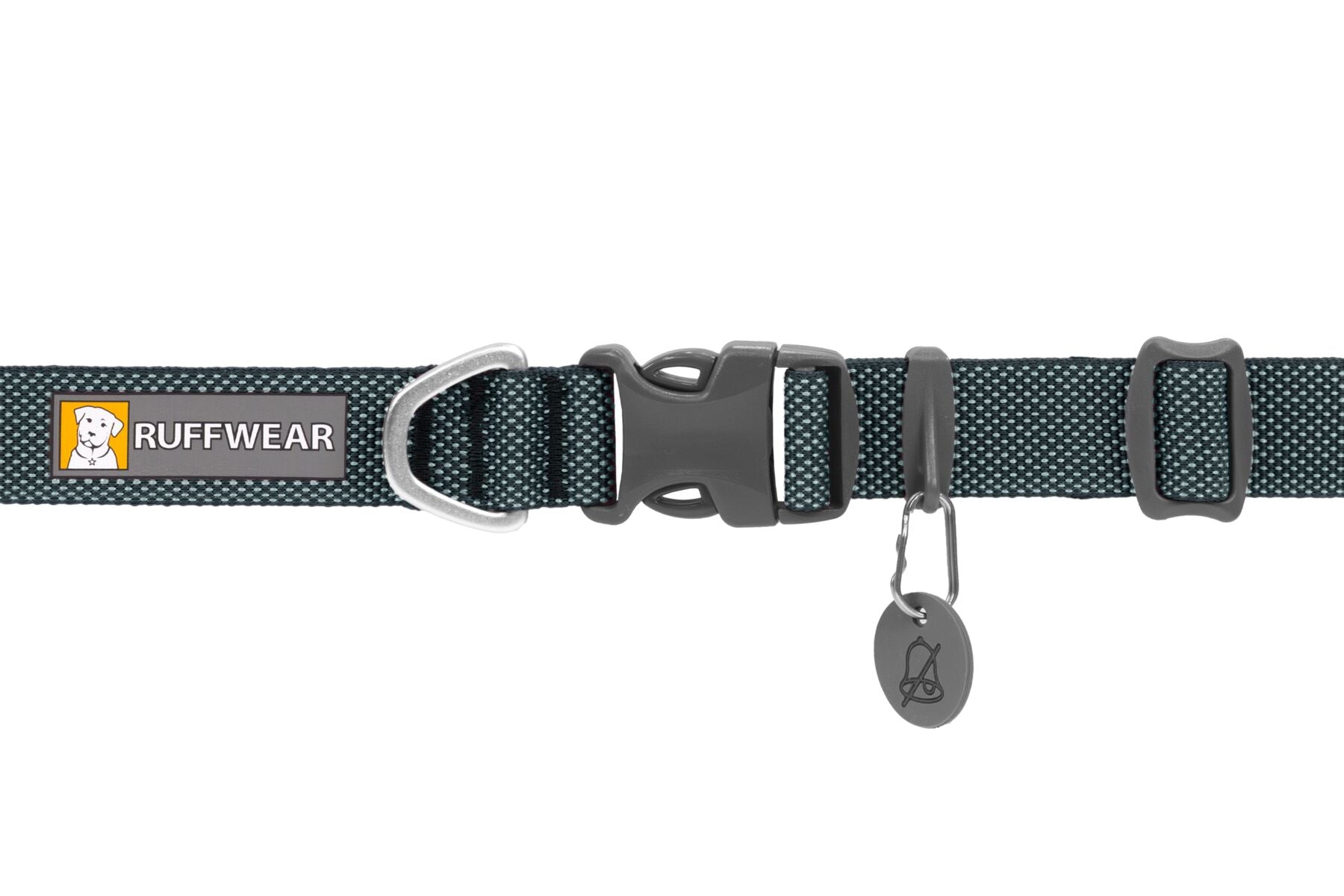 The ultralight Ruffwear Hi & Light minimalist dog collar showing its strong side-release buckle and aluminum D-ring