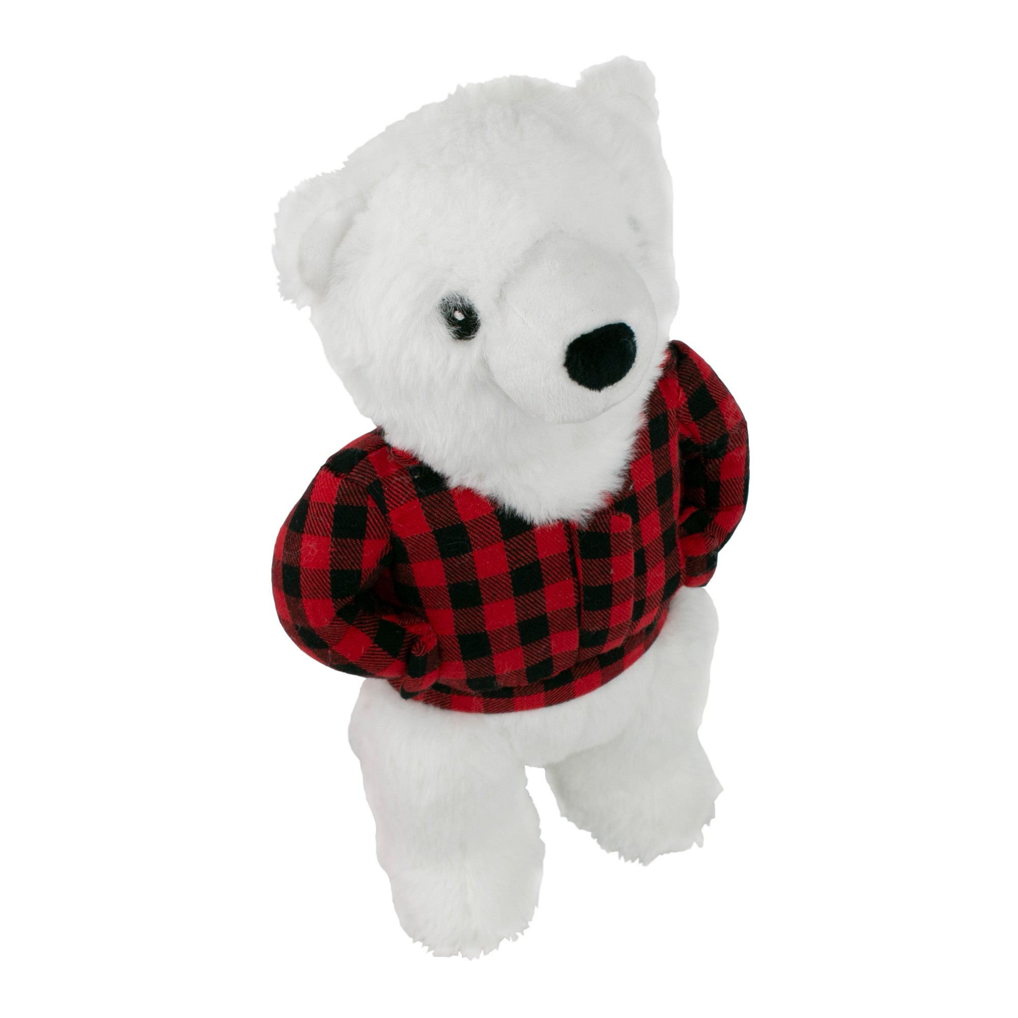 Squeaky Plush Dog Toy: Plaid Polar Bear