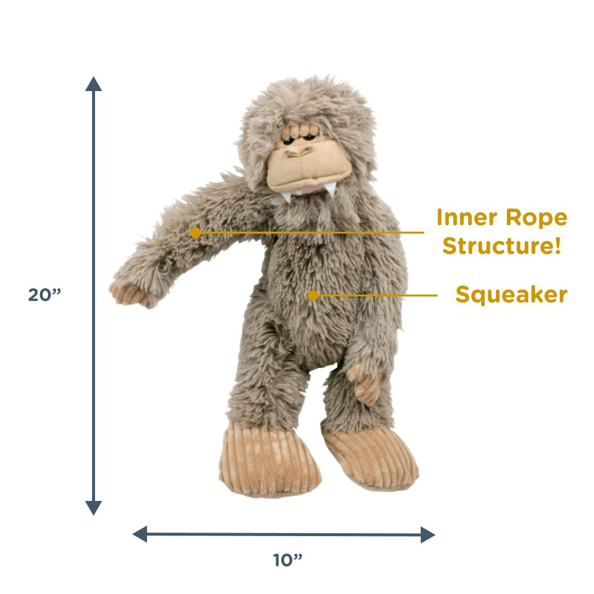 Squeaky Plush Dog Toy: Stuffless Big Foot