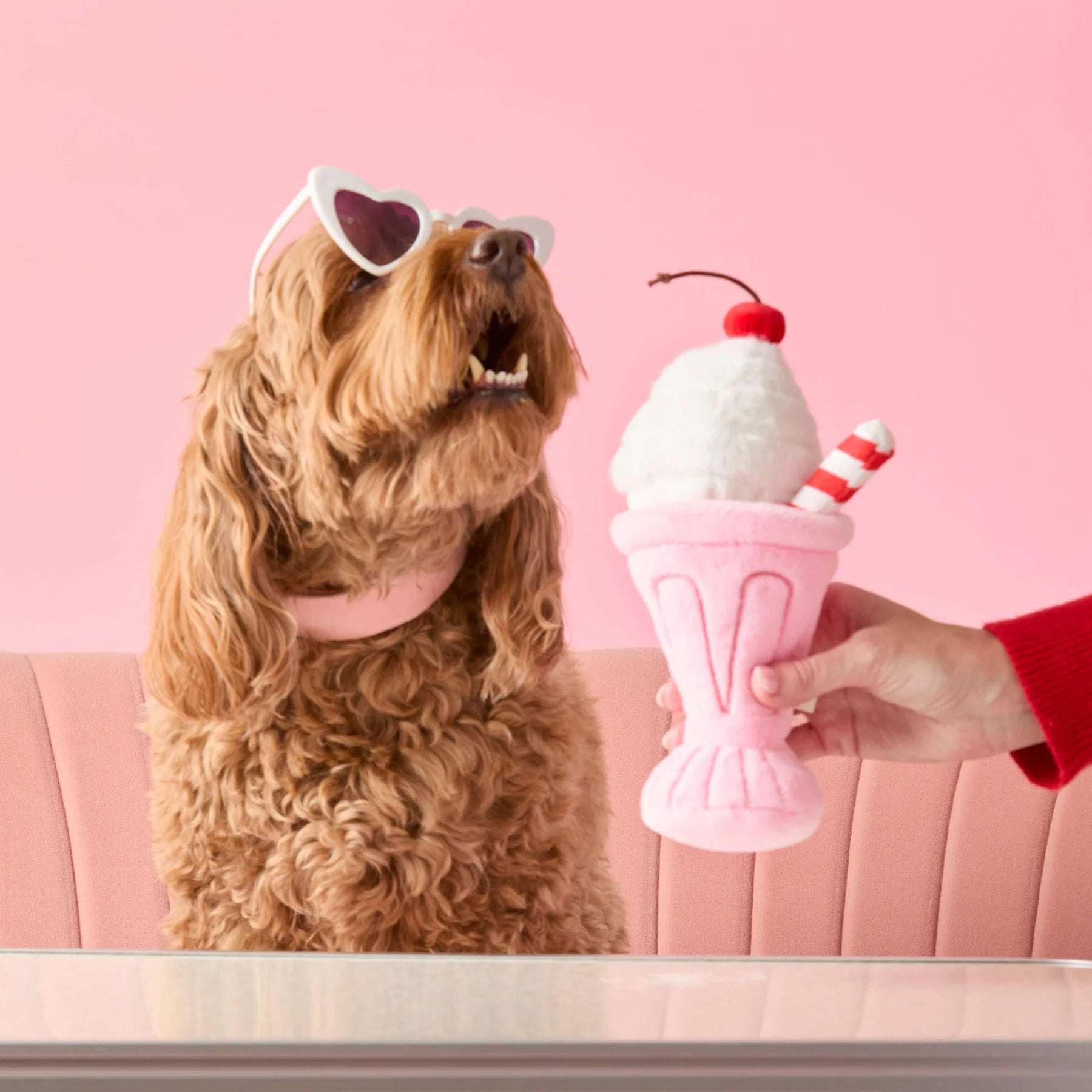 Squeaky Plush Interactive Snuffle Dog Toy, Strawberry Milkshake