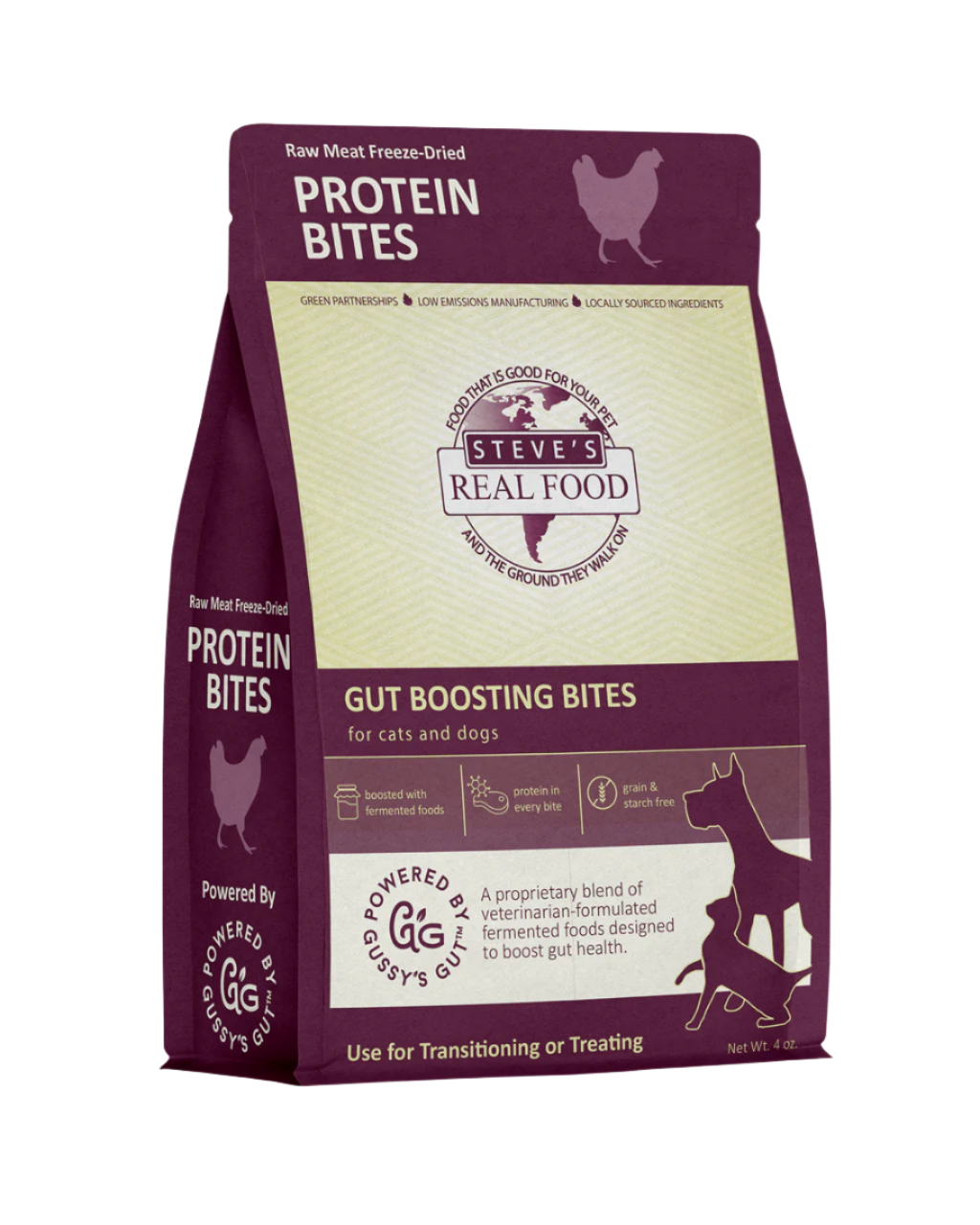 Steve's Real Food Freeze-Dried Gut Health Treats for Dogs and Cats, Chicken Protein Bites