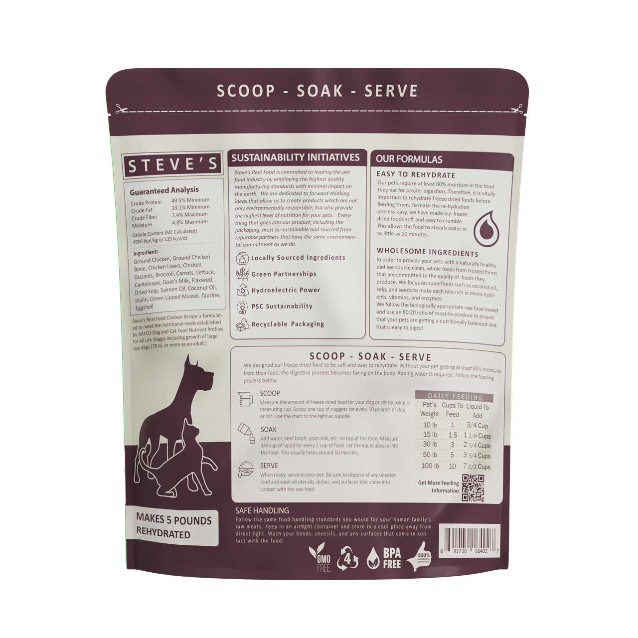 Steve's Real Food Freeze-Dried Raw Dog Food, Chicken Recipe