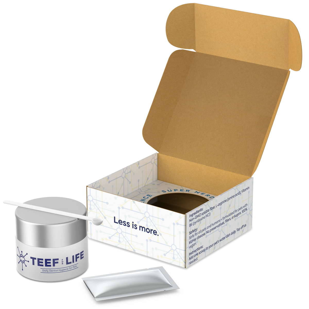 Teef for Life Protektin 42K Sodium-free dog and cat breath freshener water additive powder for sensitive pets needing gentle dental care.