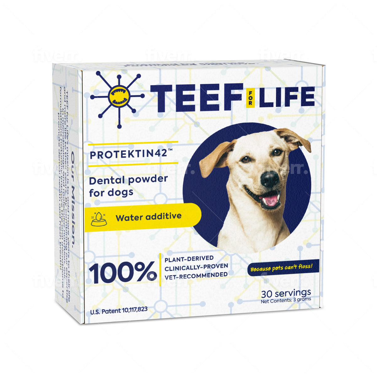 TEEF for Life Protektin42 prebiotic dental powder kit for dogs. Vegan water additive for canine oral health.