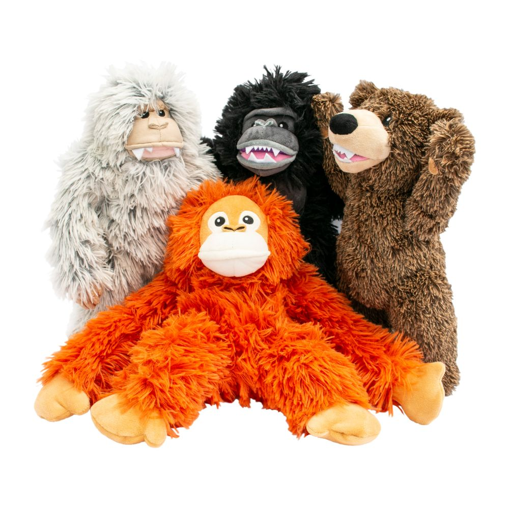 Squeaky Plush Dog Toy: Gorilla Rope Body