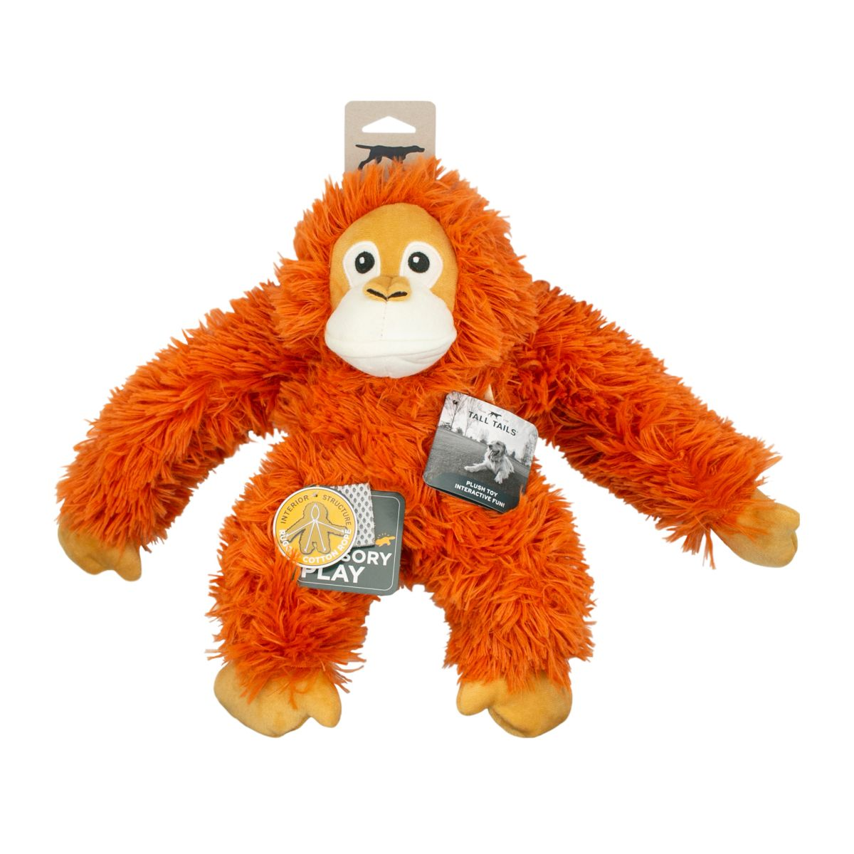 Squeaky Plush Dog Toy: Orangutan Rope Body