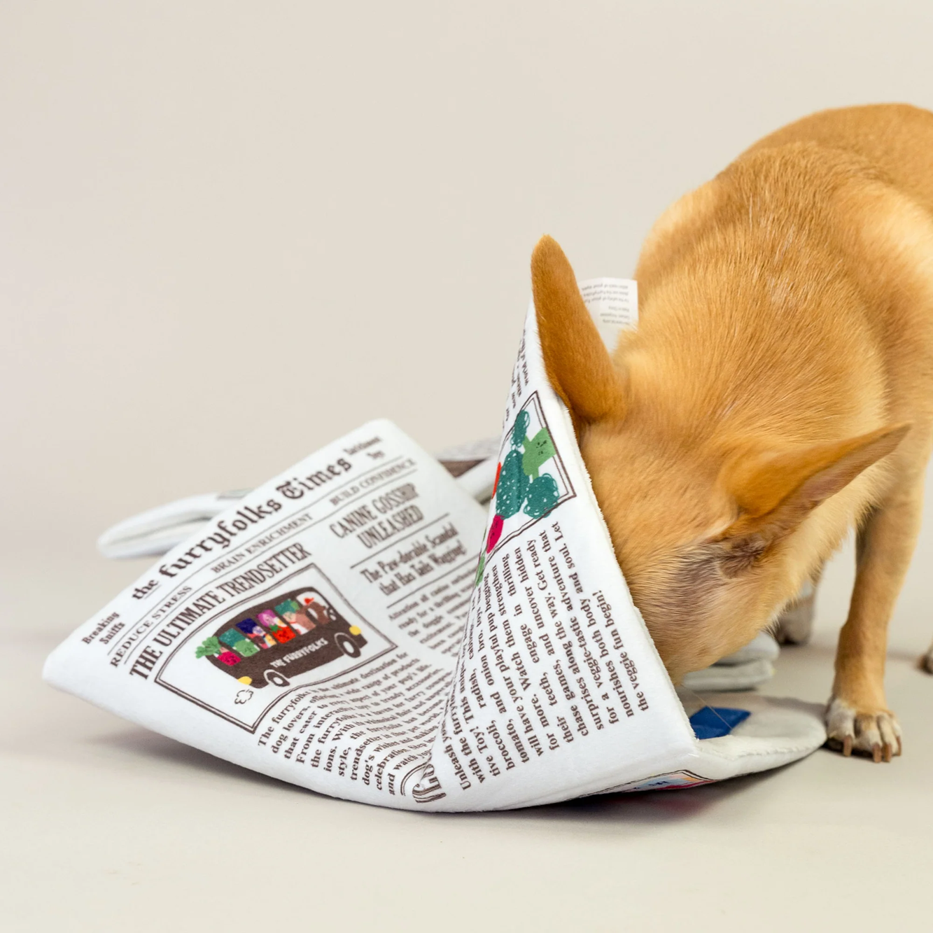 Squeaky Interactive Nosework Dog Toy, Newspaper