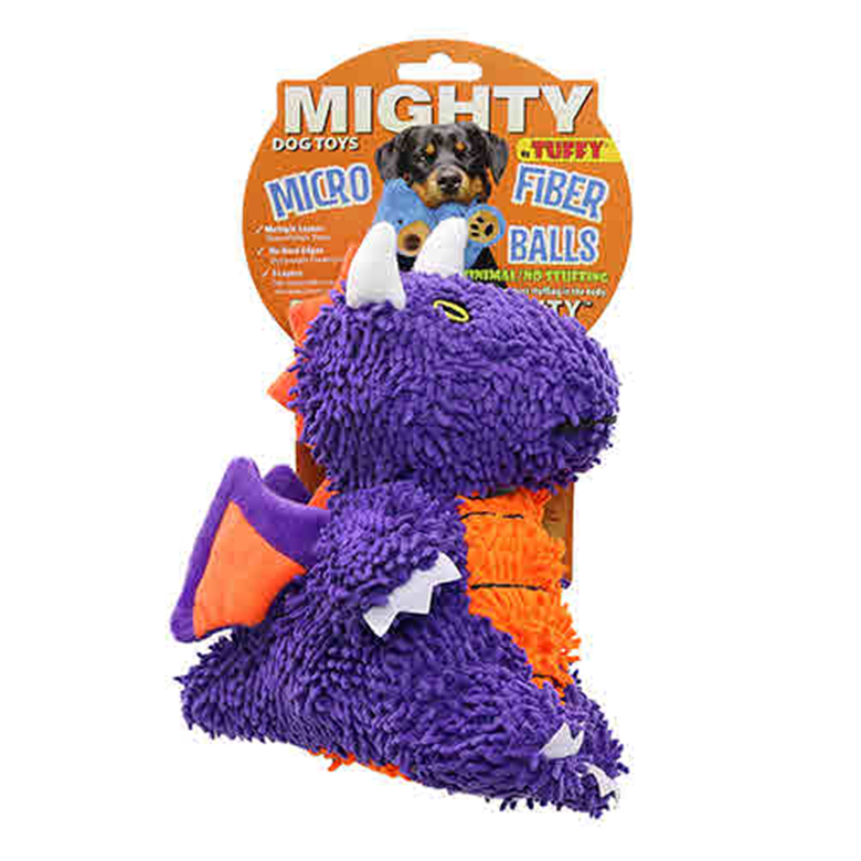 Mighty Microfibre Dog Squeaky Toy, Ball Dragon in Purple