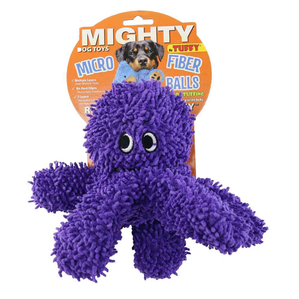 Mighty Microfibre Dog Squeaky Toy, Ball Octopus in Purple