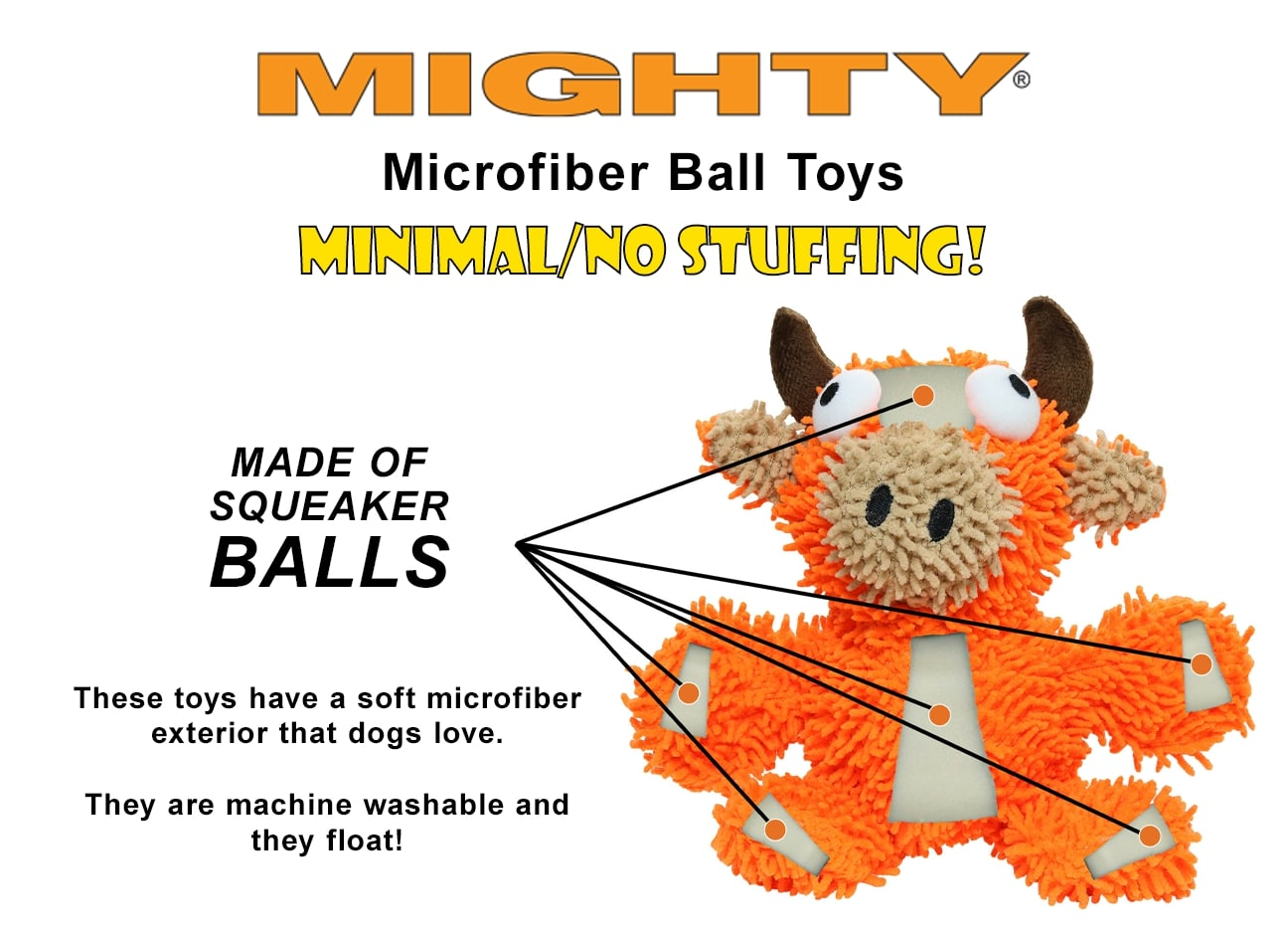 Mighty Microfibre Dog Squeaky Toy, Ball Giraffe (mini and regular size)