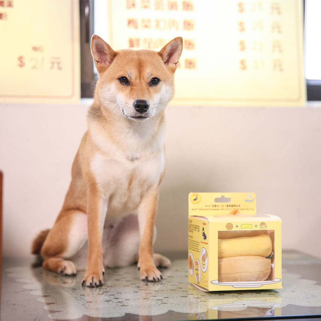 Woof² Buttered Pineapple Bun, Nosework Interactive Plush Dog Toy