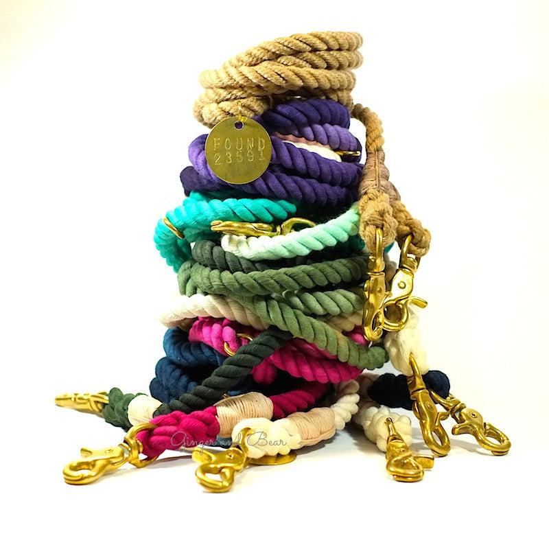 Adjustable Rope Leash, Solid Maroon Ombre