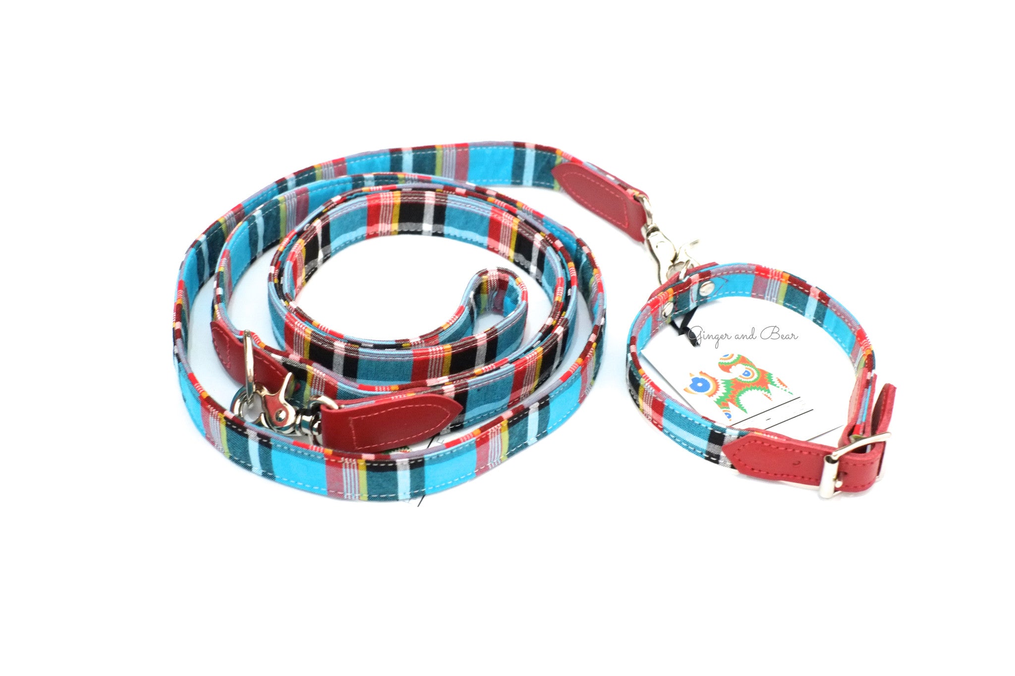 Hiro+Wolf Classic leash: Masai Blue Check