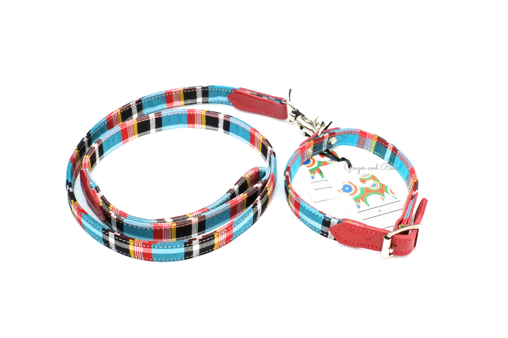 Hiro+Wolf Classic leash: Masai Blue Check