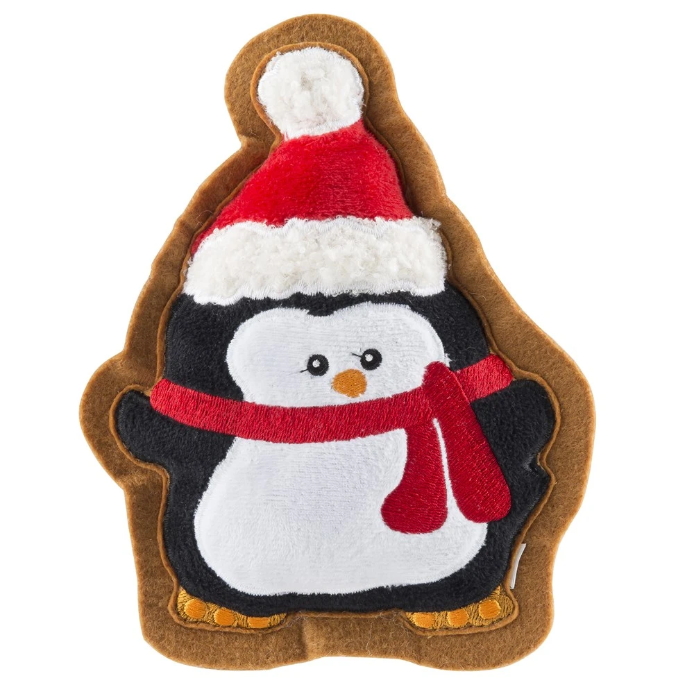 Penguin Holiday Cookie, Squeaky Plush Dog Toy